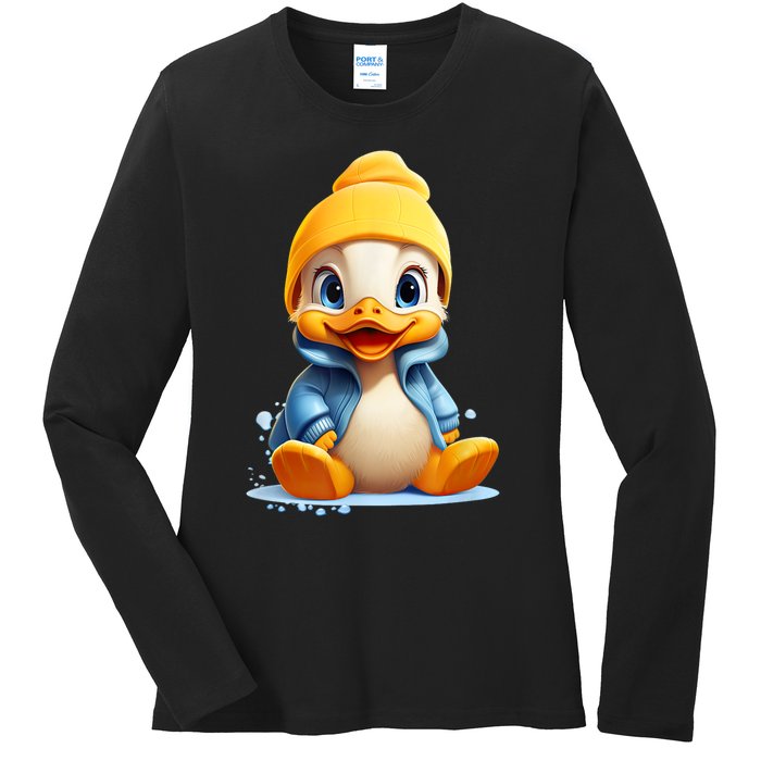 Cute Duckling Funny Duckling Lover Baby Duck Ladies Long Sleeve Shirt