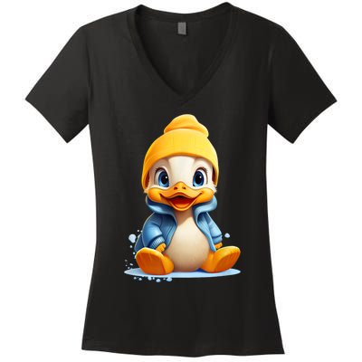 Cute Duckling Funny Duckling Lover Baby Duck Women's V-Neck T-Shirt