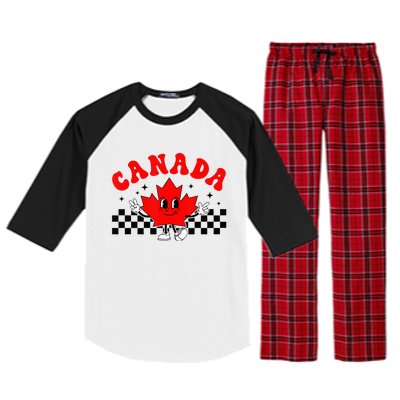 Canada Day Funny Retro Maple Leaf Canada Day Raglan Sleeve Pajama Set