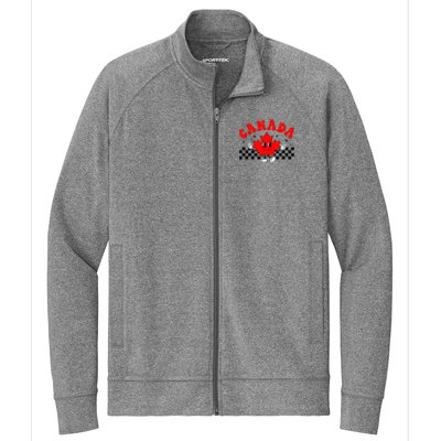 Canada Day Funny Retro Maple Leaf Canada Day Stretch Full-Zip Cadet Jacket