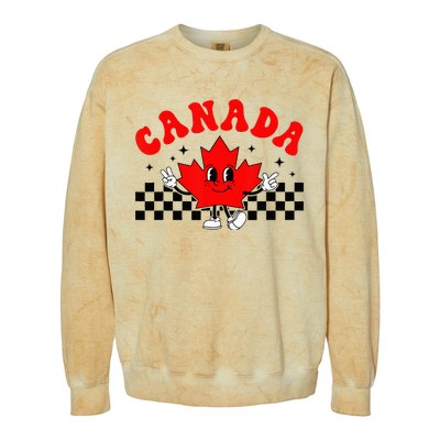 Canada Day Funny Retro Maple Leaf Canada Day Colorblast Crewneck Sweatshirt