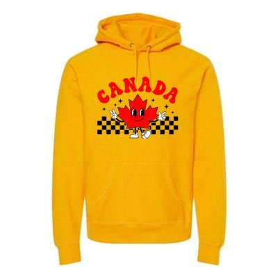 Canada Day Funny Retro Maple Leaf Canada Day Premium Hoodie