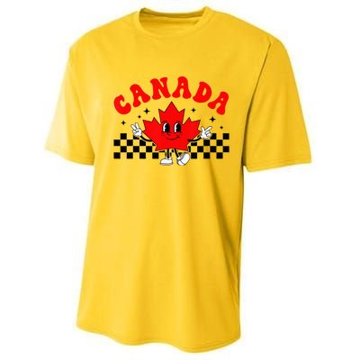 Canada Day Funny Retro Maple Leaf Canada Day Performance Sprint T-Shirt