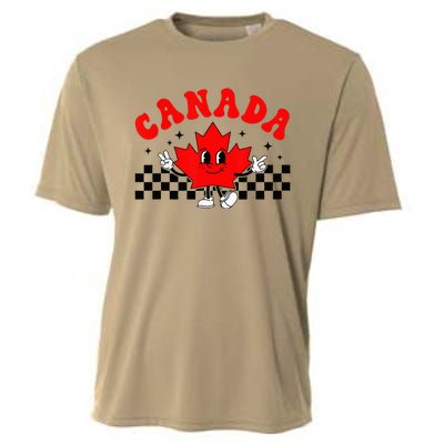 Canada Day Funny Retro Maple Leaf Canada Day Cooling Performance Crew T-Shirt