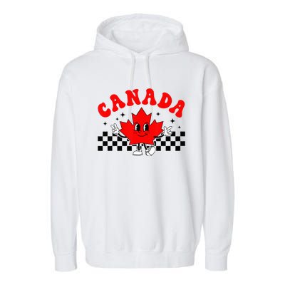 Canada Day Funny Retro Maple Leaf Canada Day Garment-Dyed Fleece Hoodie