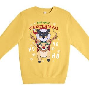 Cute Dogs Funny Christmas Santa Fun Ho Ho Ho Merry Christmas Gift Premium Crewneck Sweatshirt