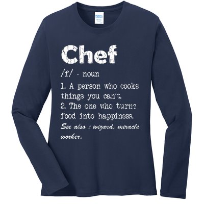 Chef Definition Funny Cook Cooking Graphic Ladies Long Sleeve Shirt