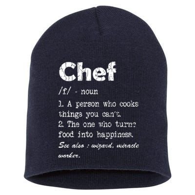 Chef Definition Funny Cook Cooking Graphic Short Acrylic Beanie