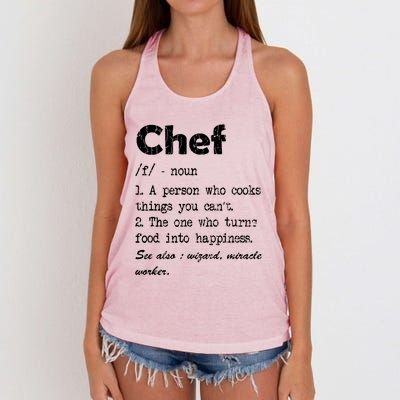 Chef Definition Funny Cook Cooking Graphic Women's Knotted Racerback Tank