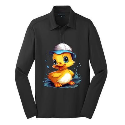 Cute Duckling Funny Duckling Lover Baby Duck Silk Touch Performance Long Sleeve Polo