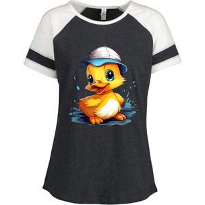 Cute Duckling Funny Duckling Lover Baby Duck Enza Ladies Jersey Colorblock Tee