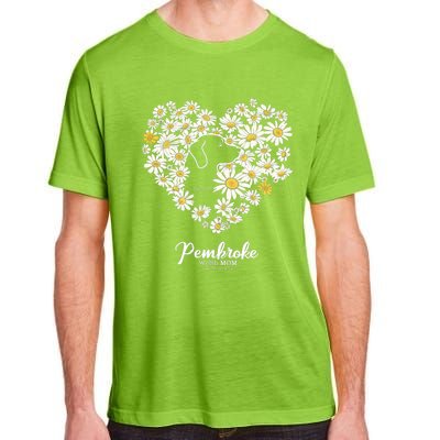 Cute Daisy Flower Heart Silhouette Pembroke Welsh Dog Mom Gift Adult ChromaSoft Performance T-Shirt