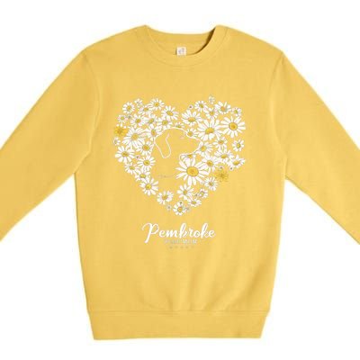 Cute Daisy Flower Heart Silhouette Pembroke Welsh Dog Mom Gift Premium Crewneck Sweatshirt