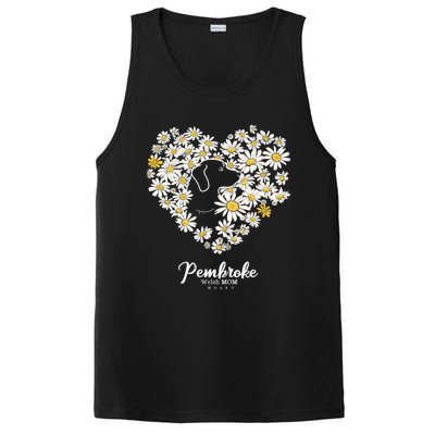 Cute Daisy Flower Heart Silhouette Pembroke Welsh Dog Mom Gift PosiCharge Competitor Tank