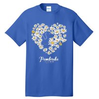 Cute Daisy Flower Heart Silhouette Pembroke Welsh Dog Mom Gift Tall T-Shirt