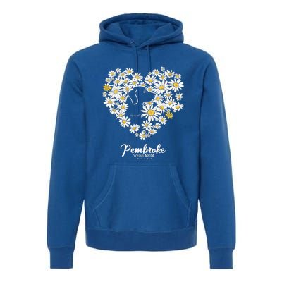 Cute Daisy Flower Heart Silhouette Pembroke Welsh Dog Mom Gift Premium Hoodie