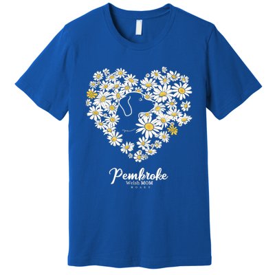 Cute Daisy Flower Heart Silhouette Pembroke Welsh Dog Mom Gift Premium T-Shirt