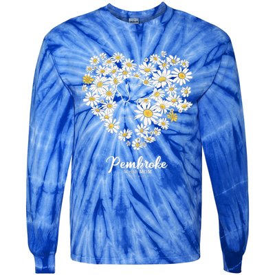 Cute Daisy Flower Heart Silhouette Pembroke Welsh Dog Mom Gift Tie-Dye Long Sleeve Shirt