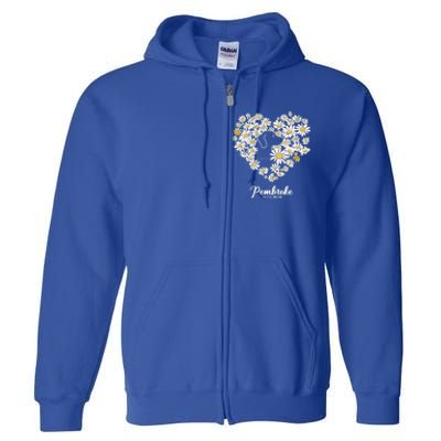 Cute Daisy Flower Heart Silhouette Pembroke Welsh Dog Mom Gift Full Zip Hoodie