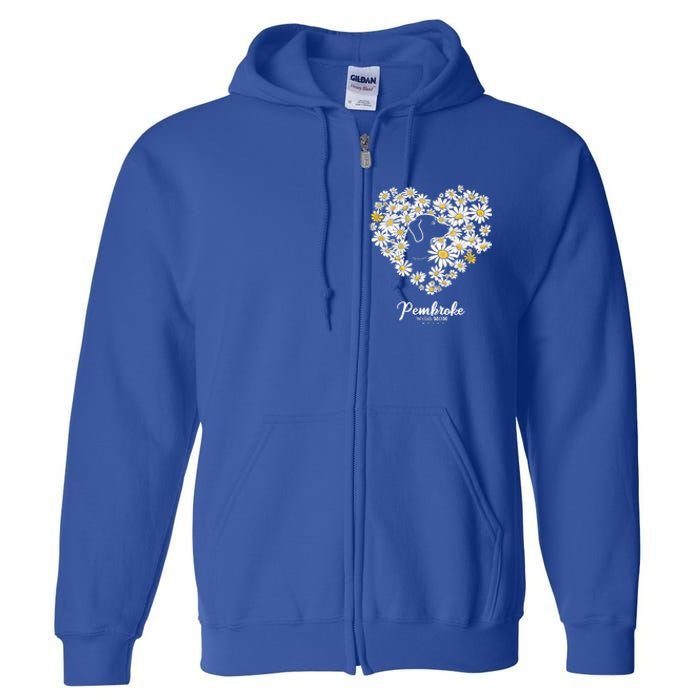 Cute Daisy Flower Heart Silhouette Pembroke Welsh Dog Mom Gift Full Zip Hoodie