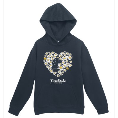 Cute Daisy Flower Heart Silhouette Pembroke Welsh Dog Mom Gift Urban Pullover Hoodie