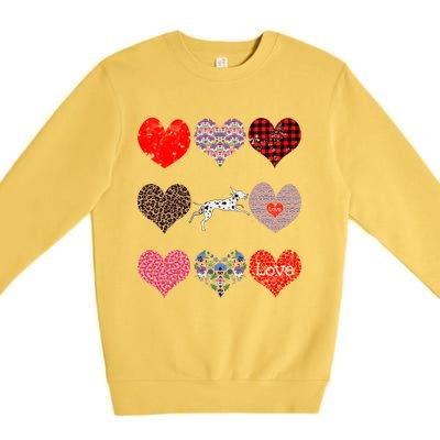 Cute Dalmatian Funny Dog Mom Hearts Pattern Valentines Day Gift Premium Crewneck Sweatshirt