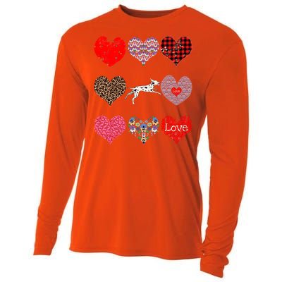 Cute Dalmatian Funny Dog Mom Hearts Pattern Valentines Day Gift Cooling Performance Long Sleeve Crew