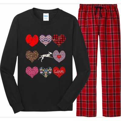 Cute Dalmatian Funny Dog Mom Hearts Pattern Valentines Day Gift Long Sleeve Pajama Set