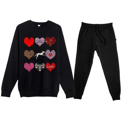 Cute Dalmatian Funny Dog Mom Hearts Pattern Valentines Day Gift Premium Crewneck Sweatsuit Set