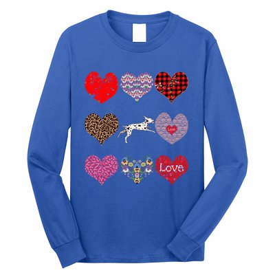 Cute Dalmatian Funny Dog Mom Hearts Pattern Valentines Day Gift Long Sleeve Shirt