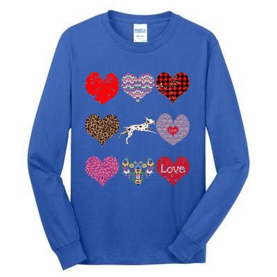 Cute Dalmatian Funny Dog Mom Hearts Pattern Valentines Day Gift Tall Long Sleeve T-Shirt