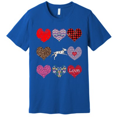 Cute Dalmatian Funny Dog Mom Hearts Pattern Valentines Day Gift Premium T-Shirt