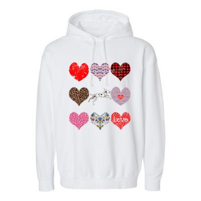 Cute Dalmatian Funny Dog Mom Hearts Pattern Valentines Day Gift Garment-Dyed Fleece Hoodie