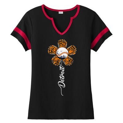 Cute Detroit Flower Souvenir I Love Detroit Ladies Halftime Notch Neck Tee