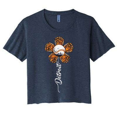 Cute Detroit Flower Souvenir I Love Detroit Women's Crop Top Tee