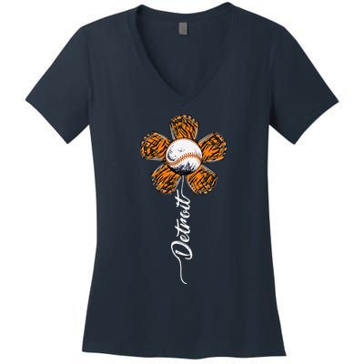 Cute Detroit Flower Souvenir I Love Detroit Women's V-Neck T-Shirt