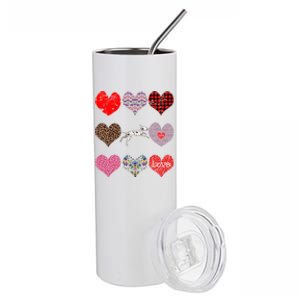 Cute Dalmatian Funny Dog Mom Hearts Pattern Valentines Day Gift Stainless Steel Tumbler