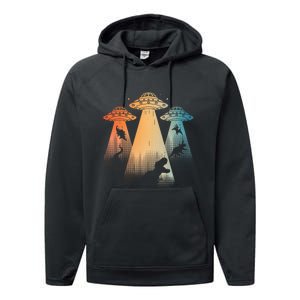 Cool Dinosaur For Women Ufo Alien Abduction Dinosaur Performance Fleece Hoodie