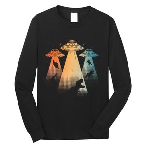 Cool Dinosaur For Women Ufo Alien Abduction Dinosaur Long Sleeve Shirt