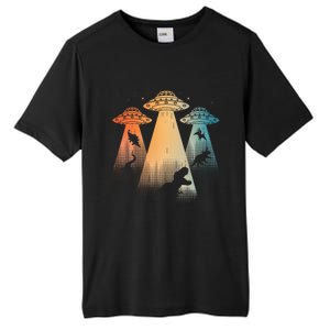 Cool Dinosaur For Women Ufo Alien Abduction Dinosaur Tall Fusion ChromaSoft Performance T-Shirt