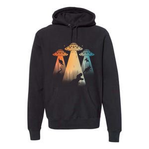 Cool Dinosaur For Women Ufo Alien Abduction Dinosaur Premium Hoodie