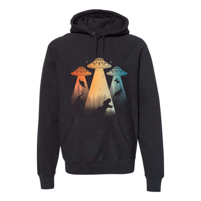 Cool Dinosaur For Women Ufo Alien Abduction Dinosaur Premium Hoodie