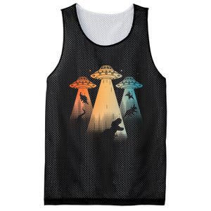 Cool Dinosaur For Women Ufo Alien Abduction Dinosaur Mesh Reversible Basketball Jersey Tank