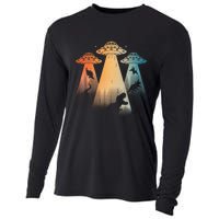 Cool Dinosaur For Women Ufo Alien Abduction Dinosaur Cooling Performance Long Sleeve Crew