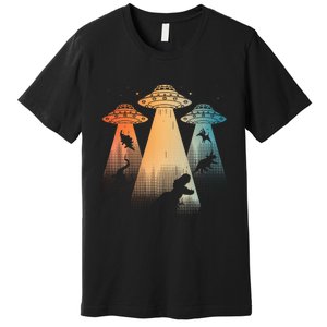 Cool Dinosaur For Women Ufo Alien Abduction Dinosaur Premium T-Shirt