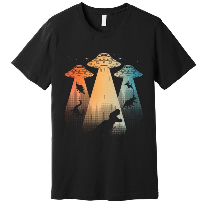 Cool Dinosaur For Women Ufo Alien Abduction Dinosaur Premium T-Shirt