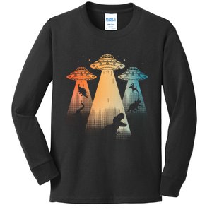 Cool Dinosaur For Women Ufo Alien Abduction Dinosaur Kids Long Sleeve Shirt