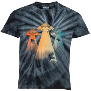 Cool Dinosaur For Women Ufo Alien Abduction Dinosaur Kids Tie-Dye T-Shirt