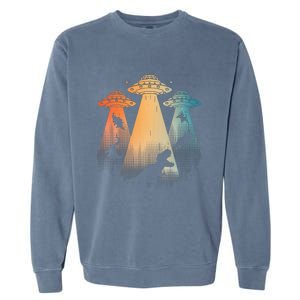 Cool Dinosaur For Women Ufo Alien Abduction Dinosaur Garment-Dyed Sweatshirt