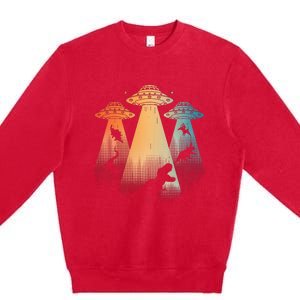 Cool Dinosaur For Women Ufo Alien Abduction Dinosaur Premium Crewneck Sweatshirt